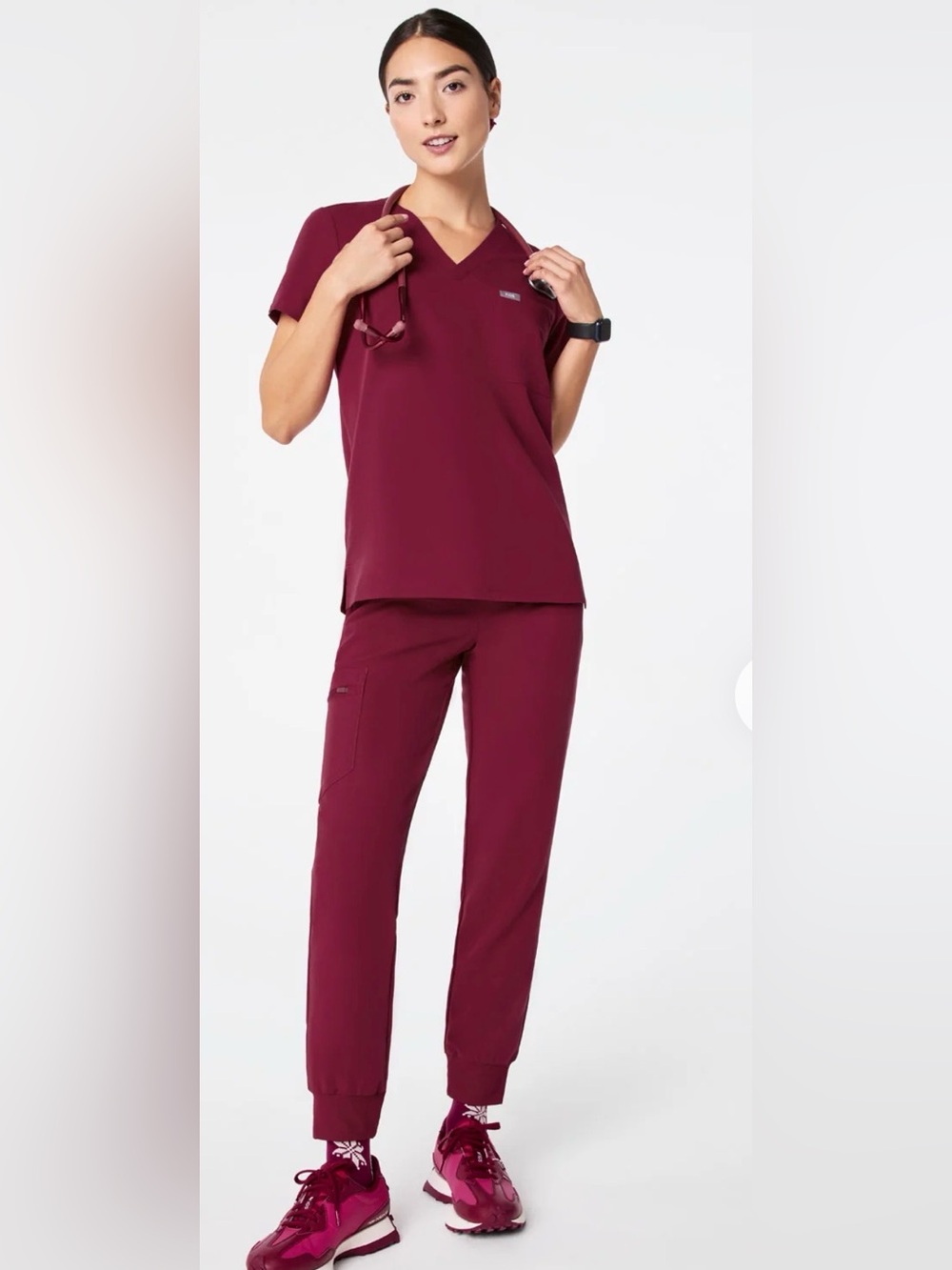 Figs Cranberry Color Scrub Set Top Sz XS & Pants Sz XXS/P